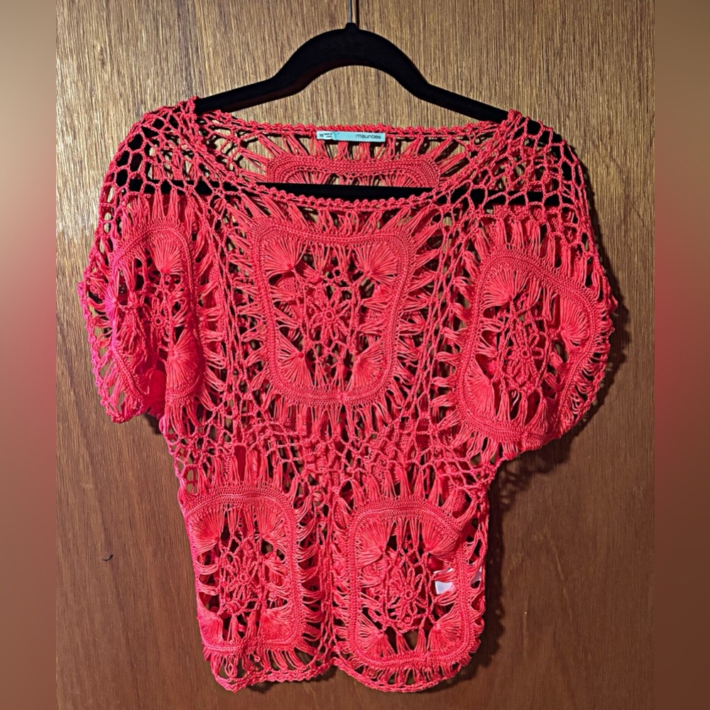 Maurices Bright Pink Crotchet Top